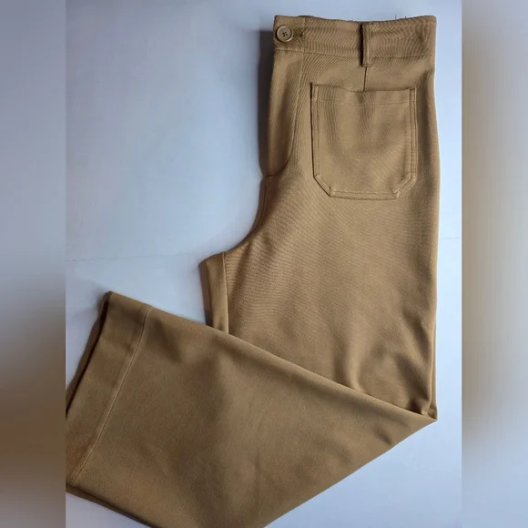 Jones & Co Tan High Rise Wide Leg Ankle Trousers Stretch Thick Size 10 2250-Ai - Picture 11 of 12